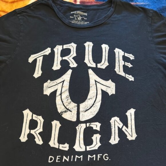 True Religion Black Short Sleeve Tee with Graphic Design - Picture 3 of 6